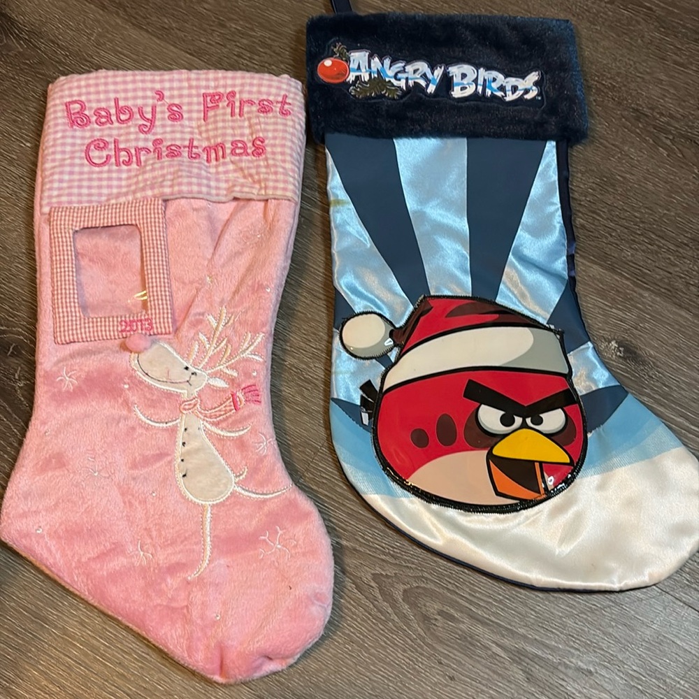 2-Stockings for Christmas Angry Birds and Baby's 1st Chri Christmas